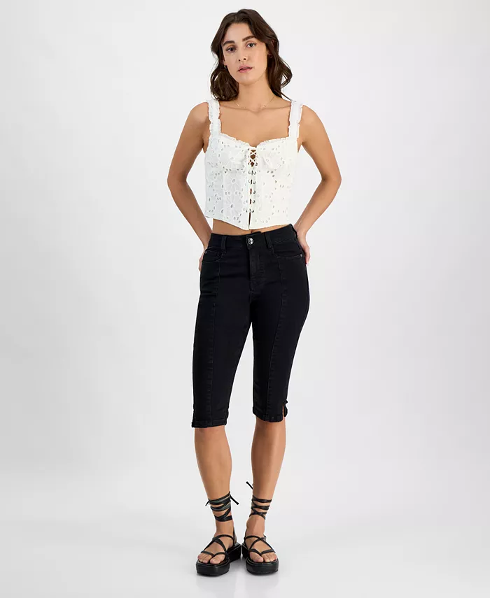 Джинсы-капри с высокой посадкой и швом спереди для подростков Dollhouse, черный
Джинсы-капри с высокой посадкой и швом спереди для подростков Dollhouse, черный