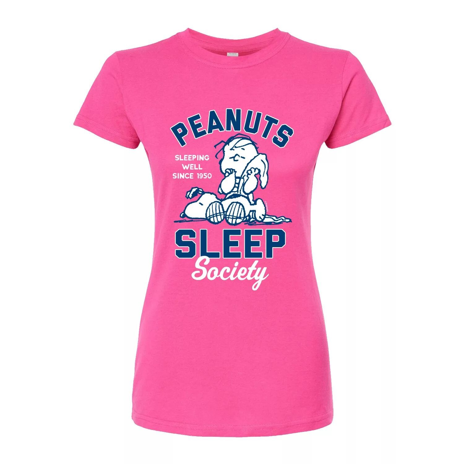 Футболка с рисунком Peanuts Charlie Brown & Snoopy Sleep Society для юниоров Licensed Character, розовый