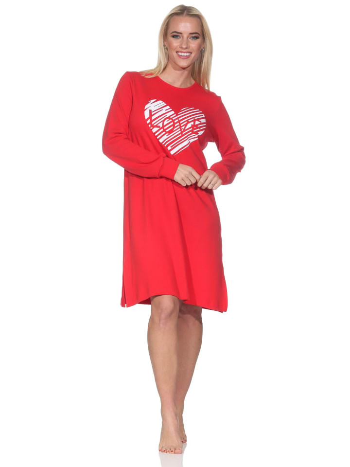 Ночная рубашка из интерлока, длинные рукава, манжеты, узор в виде сердца красного цвета. NORMANN
Ночная рубашка из интерлока, длинные рукава, манжеты, узор в виде сердца красного цвета. NORMANN