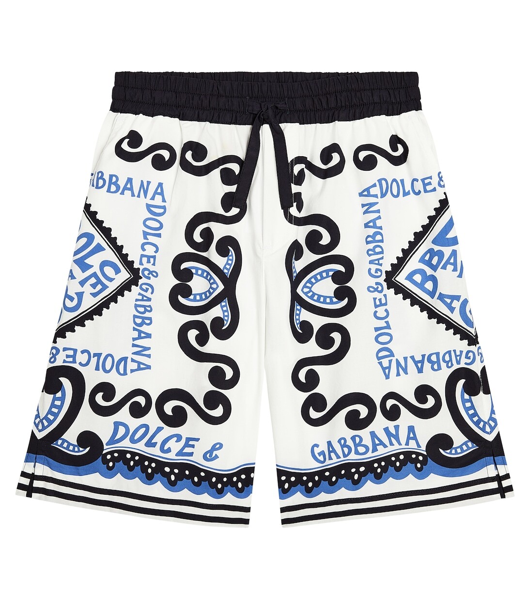 Хлопковые шорты-бермуды с логотипом Dolce&Gabbana Kids, белый 
Хлопковые шорты-бермуды с логотипом Dolce&Gabbana Kids, белый