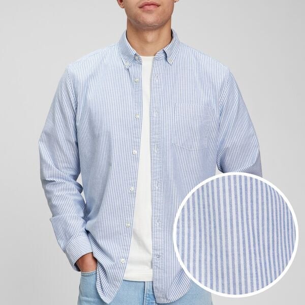 Полосатая рубашка из хлопка оксфорд с карманом Gap, белый
Полосатая рубашка из хлопка оксфорд с карманом Gap, белый