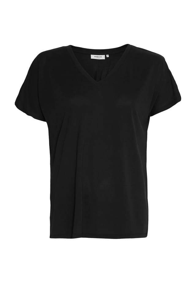 Футболка с V-образным вырезом Msch Copenhagen, черный 
Футболка с V-образным вырезом Msch Copenhagen, черный