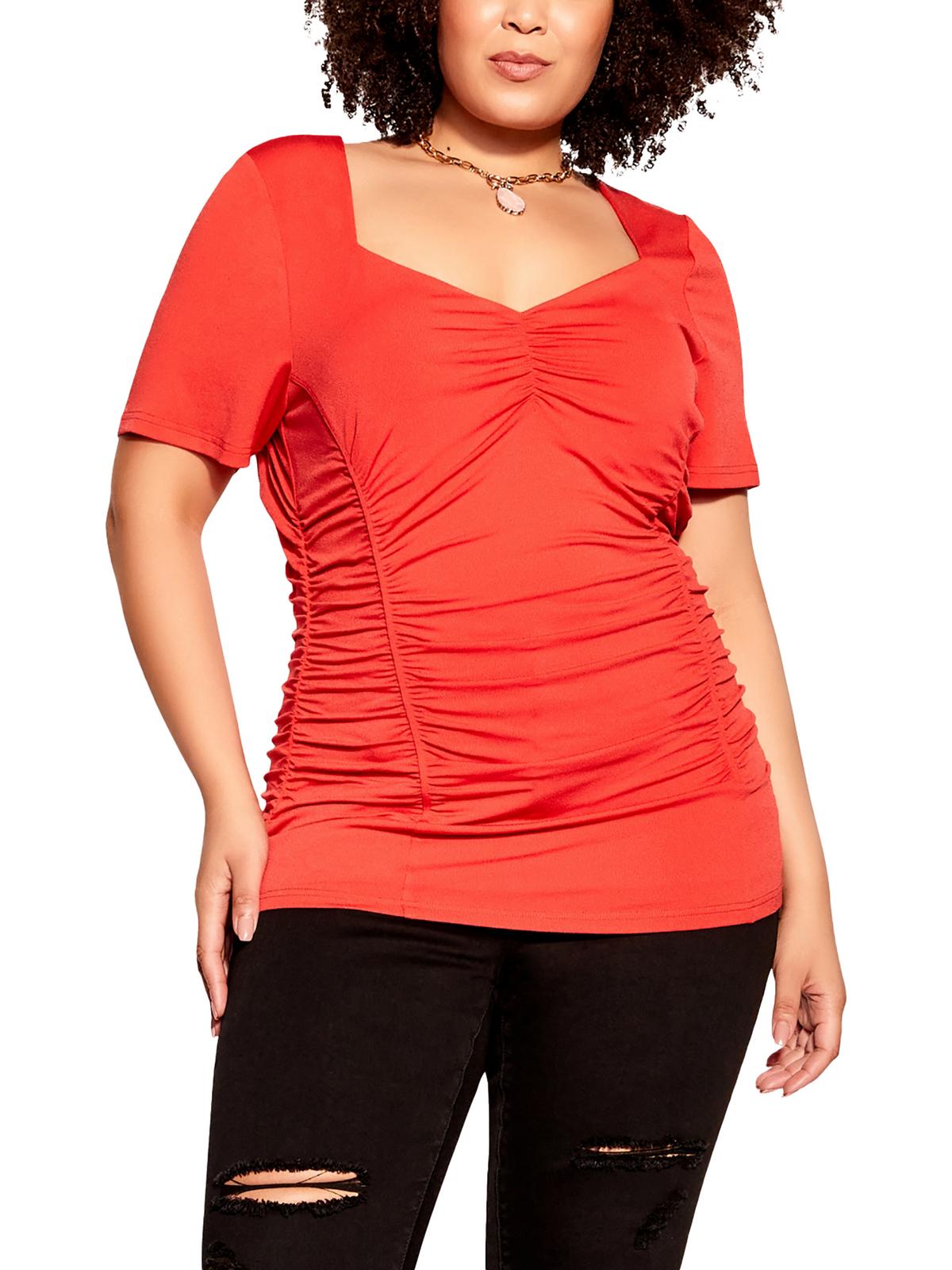 Женская блузка с рюшами и вырезом в форме сердца City Chic, цвет tiger lily
Женская блузка с рюшами и вырезом в форме сердца City Chic, цвет tiger lily