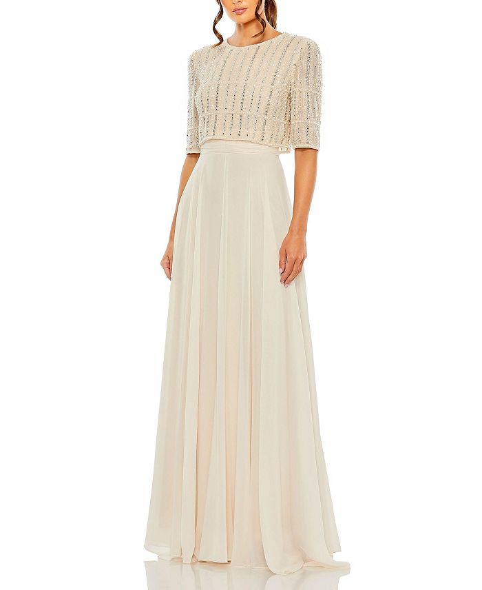 Шифоновое платье с полностью расшитым бисером верхом Mac Duggal, коричневый/бежевый
Шифоновое платье с полностью расшитым бисером верхом Mac Duggal, коричневый/бежевый