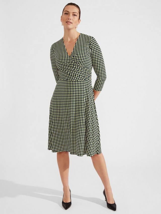 Платье-обертка с принтом дина в клетку Hobbs, разноцветный 
Платье-обертка с принтом дина в клетку Hobbs, разноцветный