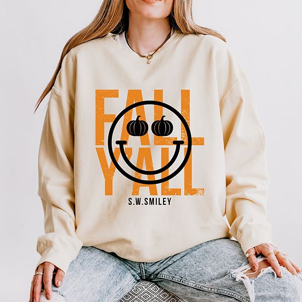 S W Smiley fall y'all - женский легкий свитшот с окраской в готовом виде Simply Sage Market, Ivory
S W Smiley fall y'all - женский легкий свитшот с окраской в готовом виде Simply Sage Market, Ivory