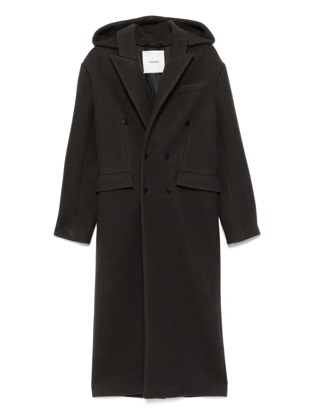 Двубортное пальто с капюшоном Nanushka, зеленый
Двубортное пальто с капюшоном Nanushka, зеленый