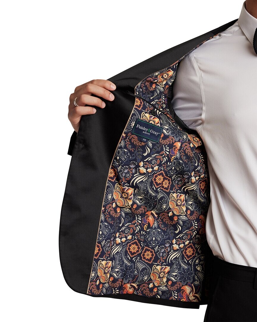 Смокинг узкого кроя Grosvenor Peak с пейсли и серым узором Paisley & Gray, черный
Смокинг узкого кроя Grosvenor Peak с пейсли и серым узором Paisley & Gray, черный