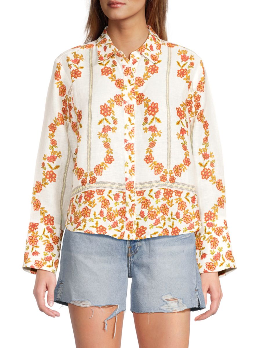 Рубашка из 100% льна с расклешенными рукавами и застежкой на пуговицы Saks Fifth Avenue, цвет Botanical
Рубашка из 100% льна с расклешенными рукавами и застежкой на пуговицы Saks Fifth Avenue, цвет Botanical