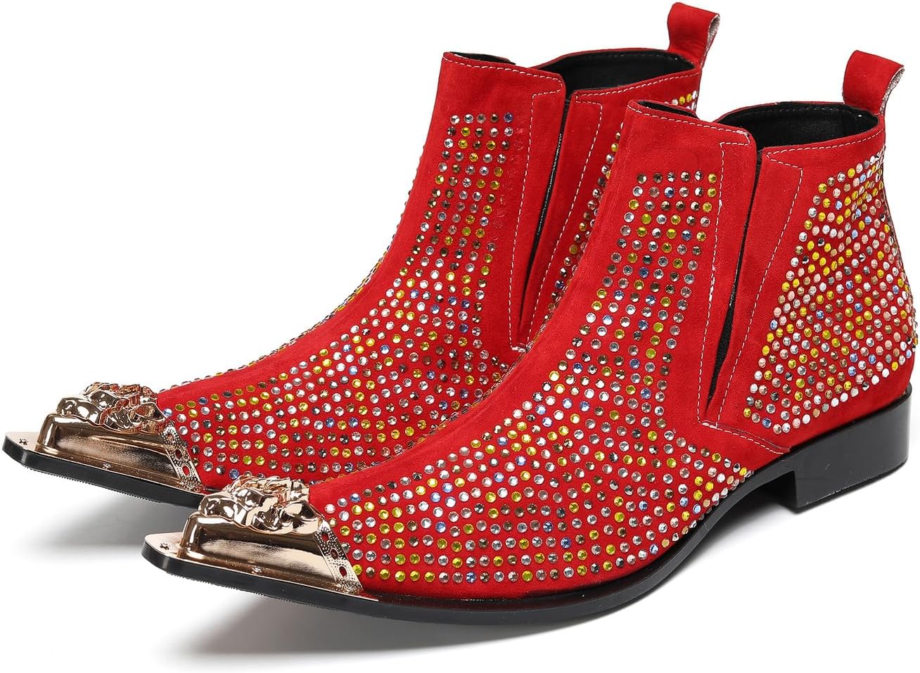 Мужские замшевые ботинки Chelsea Santimon Mens с блестками и стразами, металлическим мыском - модные вечерние западные ботинки до щиколотки с кристаллами для вечеринки, свадьбы и клуба, красный
Мужские замшевые ботинки Chelsea Santimon Mens с блестками и стразами, металлическим мыском - модные вечерние западные ботинки до щиколотки с кристаллами для вечеринки, свадьбы и клуба, красный