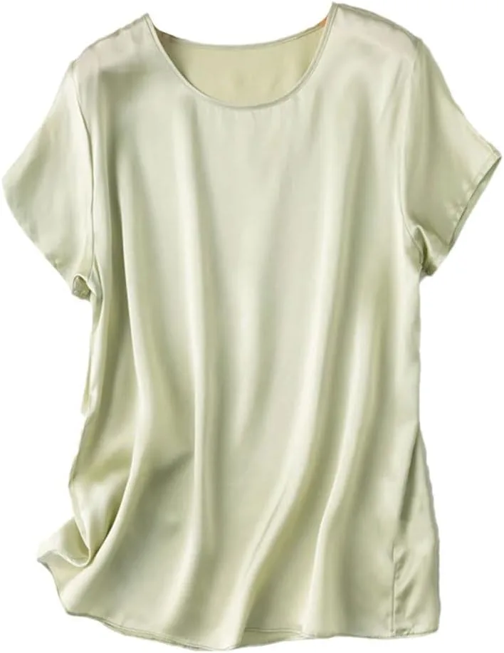 Женская футболка из 100% шелка тутового дерева, круглый вырез
Женская футболка из 100% шелка тутового дерева, круглый вырез