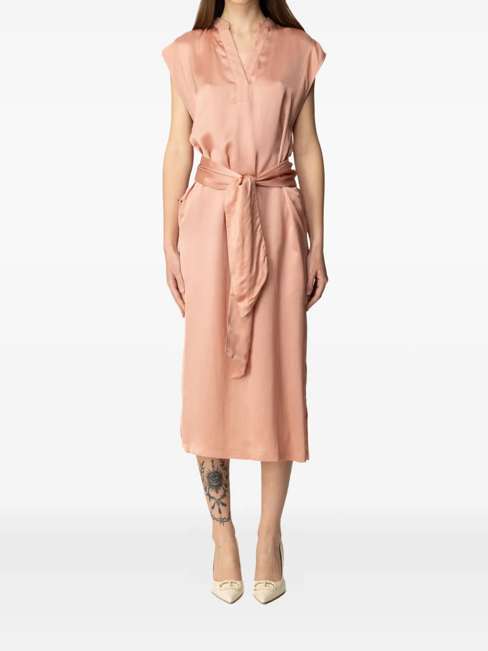 Платье миди с поясом TWINSET, розовый
Платье миди с поясом TWINSET, розовый