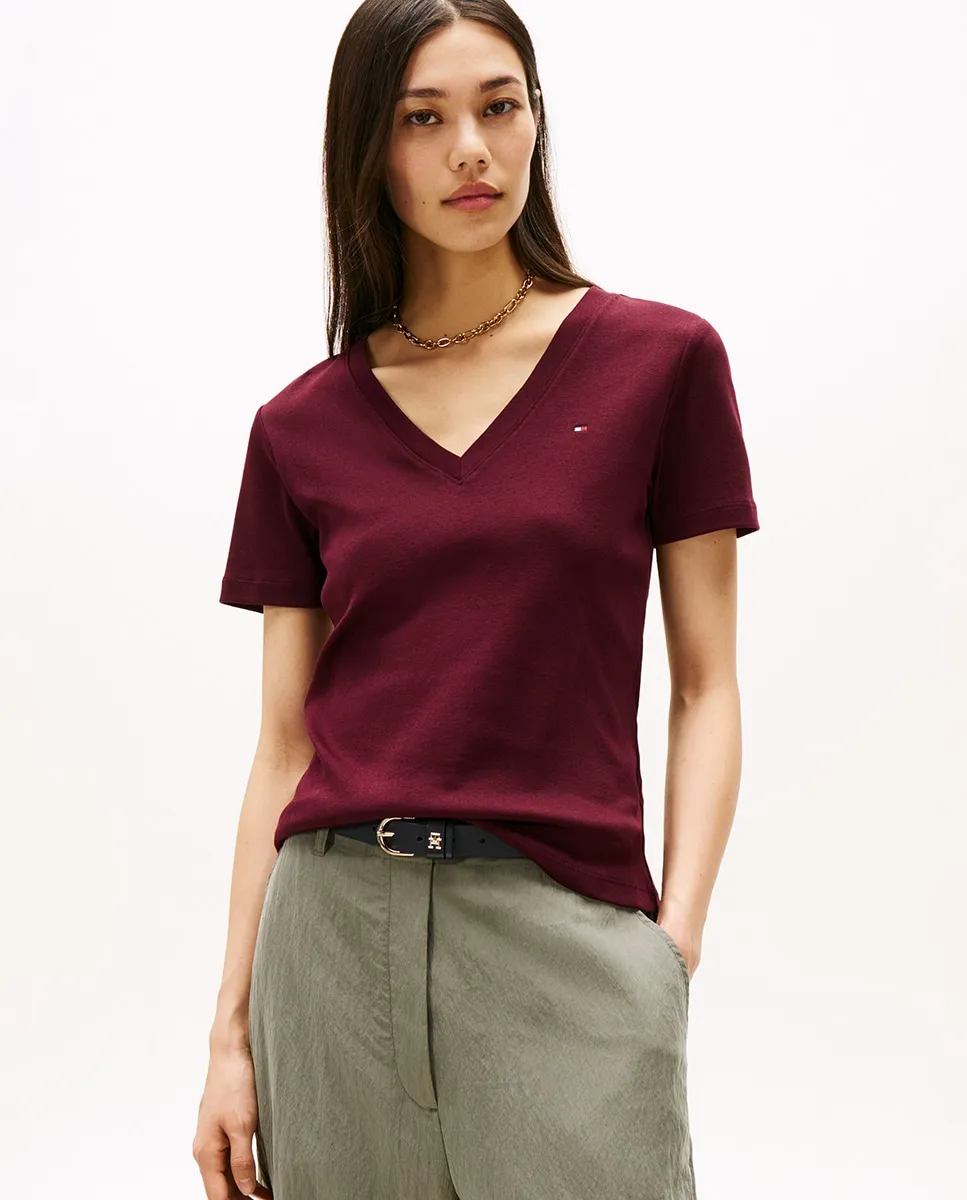 Женская футболка Slim Cody с коротким рукавом и V-образным вырезом Tommy Hilfiger, бордовый
Женская футболка Slim Cody с коротким рукавом и V-образным вырезом Tommy Hilfiger, бордовый
