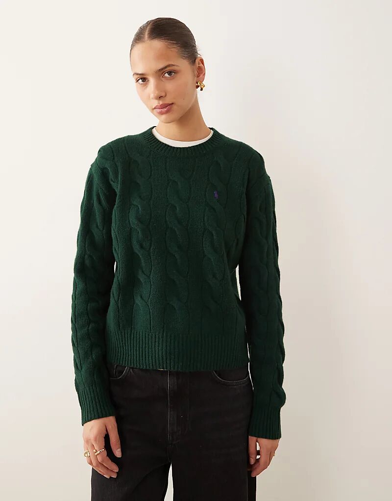 Джемпер Polo Ralph Lauren с круглым вырезом и вязаным узором с логотипом зеленого цвета
Джемпер Polo Ralph Lauren с круглым вырезом и вязаным узором с логотипом зеленого цвета