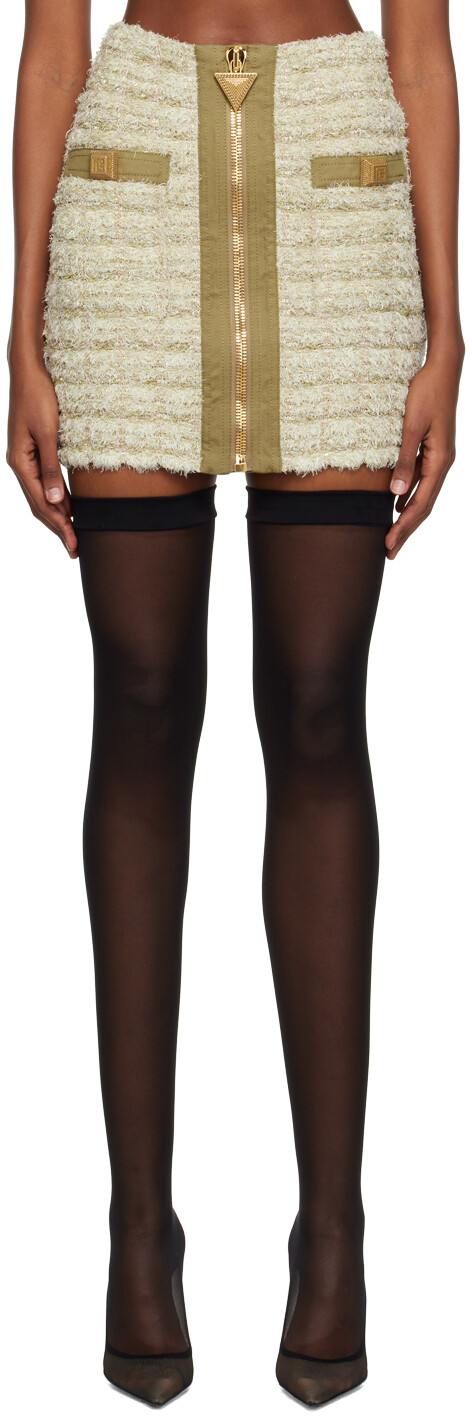 Бежевая мини-юбка на молнии Balmain
Бежевая мини-юбка на молнии Balmain