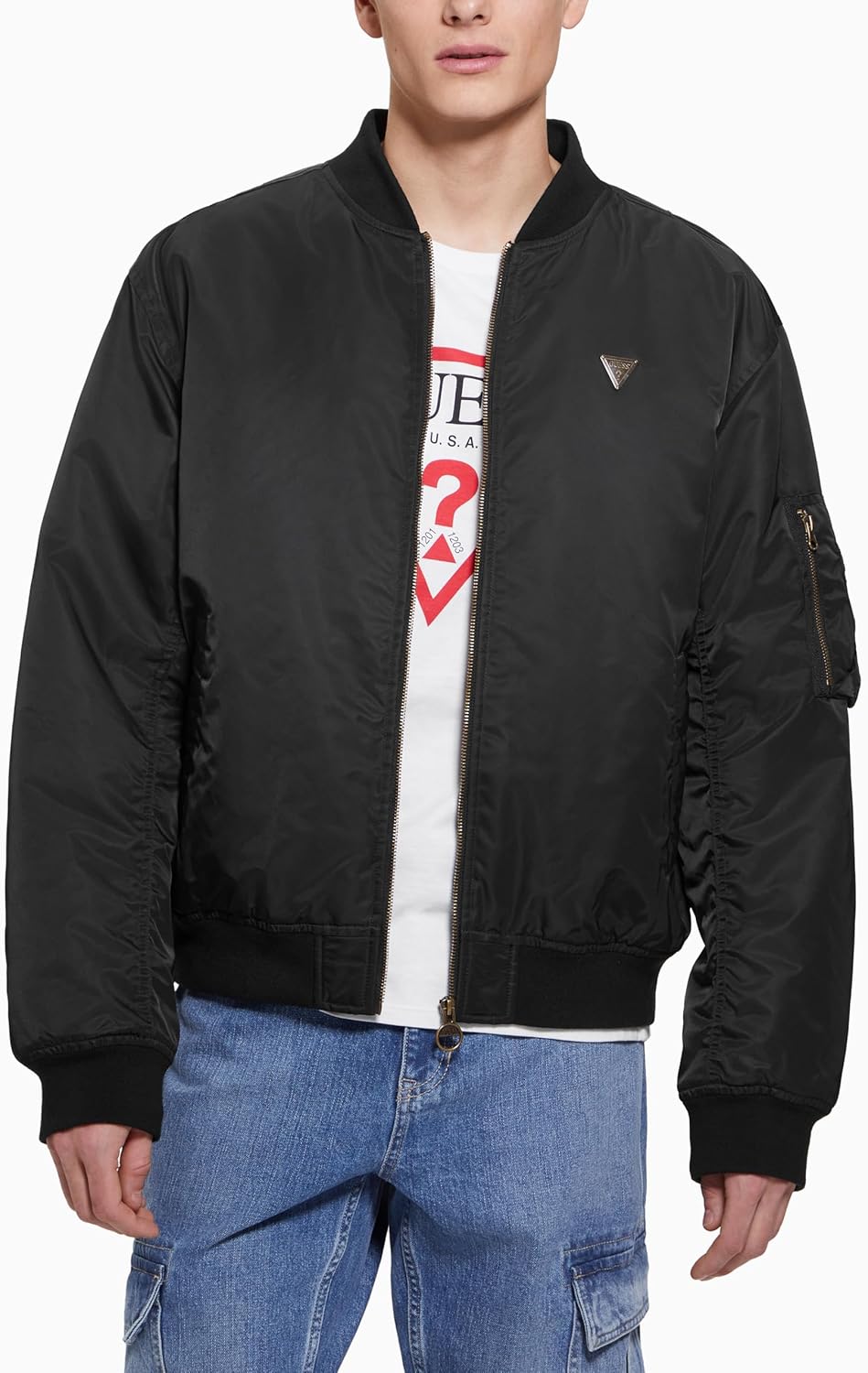 GUESS мужская ветровка John Bomber с капюшоном, Jet Black
GUESS мужская ветровка John Bomber с капюшоном, Jet Black