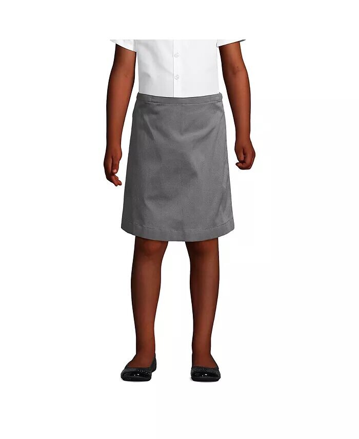 Школьная форма для девочек, смешанная юбка-чинос до колена Lands' End, черный