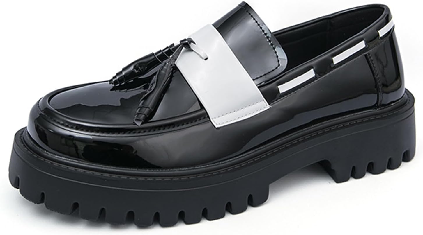 Мужские кожаные лоферы с кисточками на платформе, удобные, с широкой круглой ноской, противоскользящей подошвой, без шнурков, для офиса и повседневной носки Botrent, черный
Мужские кожаные лоферы с кисточками на платформе, удобные, с широкой круглой ноской, противоскользящей подошвой, без шнурков, для офиса и повседневной носки Botrent, черный