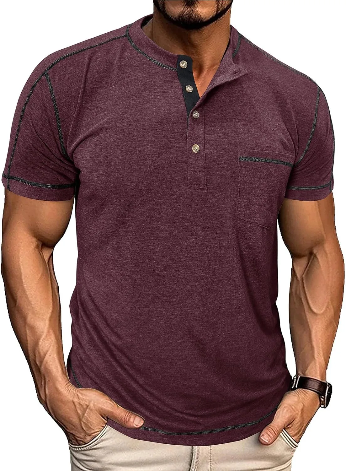 Мужская спортивная футболка хенли с коротким рукавом, легкая и дышащая, Regular Fit RALUEMID
Мужская спортивная футболка хенли с коротким рукавом, легкая и дышащая, Regular Fit RALUEMID