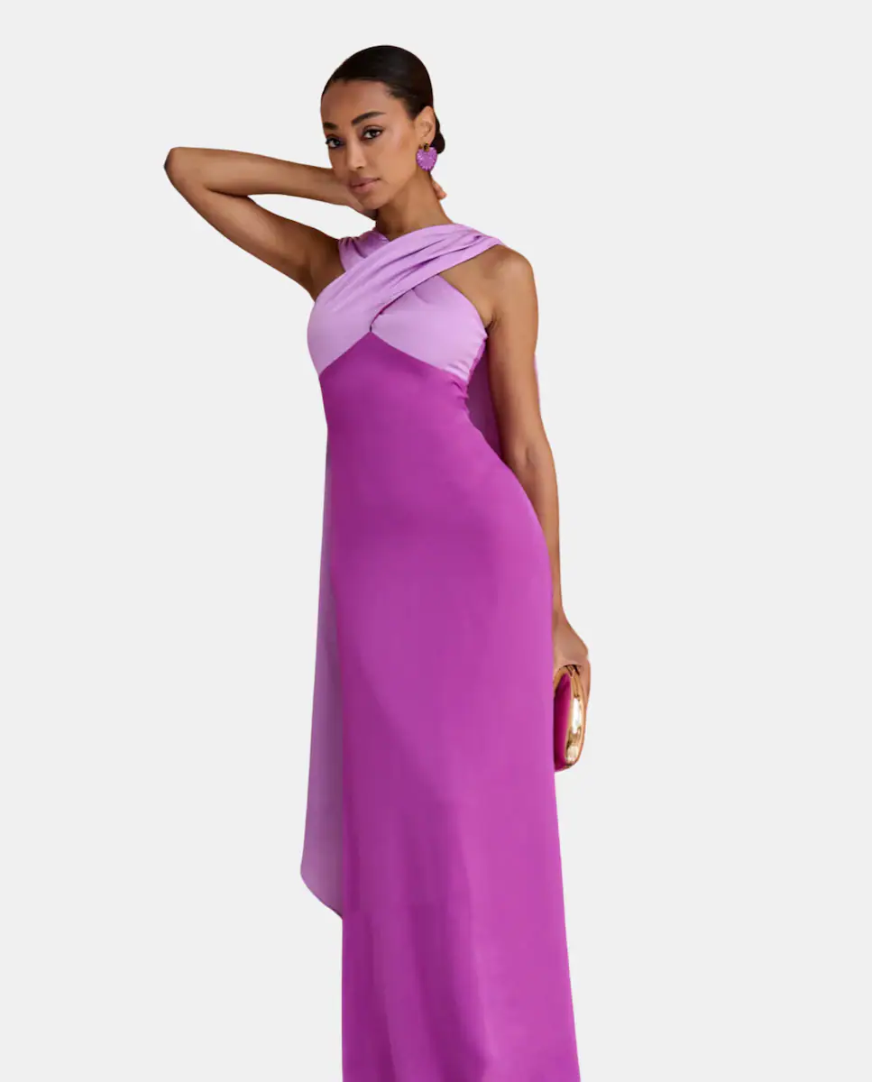Длинное платье с асимметричным перекрестным вырезом MIPHAI, фиолетовый
Длинное платье с асимметричным перекрестным вырезом MIPHAI, фиолетовый