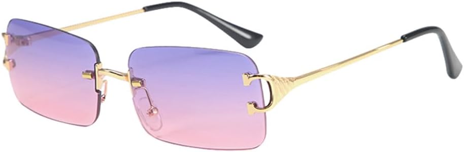 Синие прямоугольные солнцезащитные очки без оправы для мужчин, металлические солнцезащитные очки для женщин, линзы с градиентом, без оправы, защита от УФ-излучения UV400 VFDHN, Purple Pink Lens
Синие прямоугольные солнцезащитные очки без оправы для мужчин, металлические солнцезащитные очки для женщин, линзы с градиентом, без оправы, защита от УФ-излучения UV400 VFDHN, Purple Pink Lens