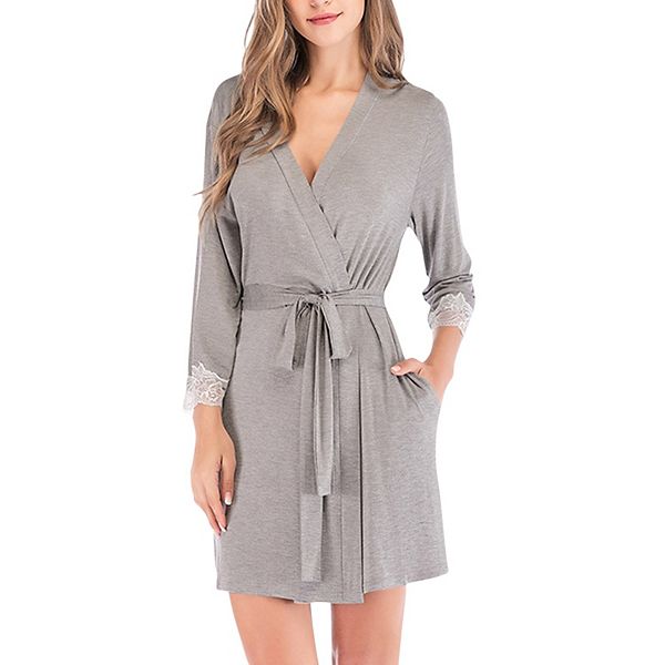 Женский длинный халат с длинными рукавами, кружевной отделкой и поясом Anna-Kaci, Grey
Женский длинный халат с длинными рукавами, кружевной отделкой и поясом Anna-Kaci, Grey