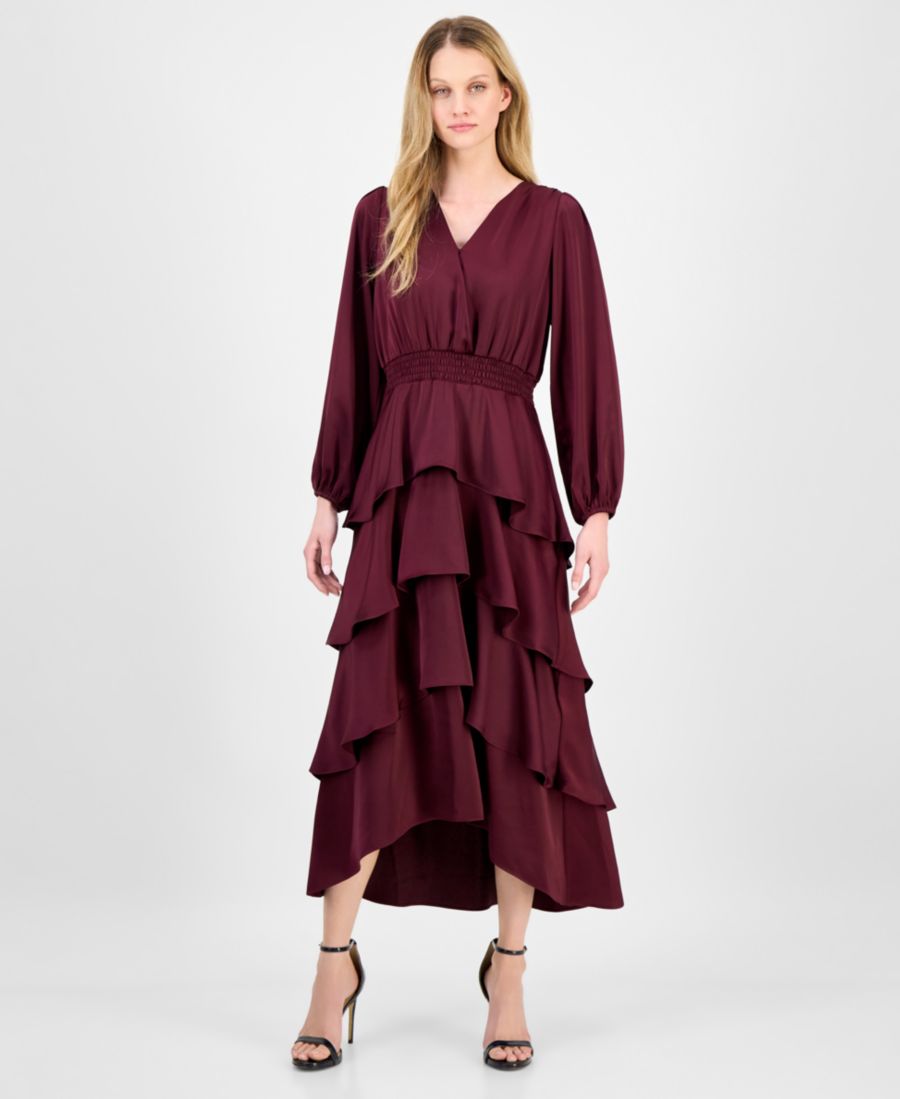 Женское атласное миди-платье с запахом и многоярусной юбкой Anne Klein, Dark Chianti
Женское атласное миди-платье с запахом и многоярусной юбкой Anne Klein, Dark Chianti