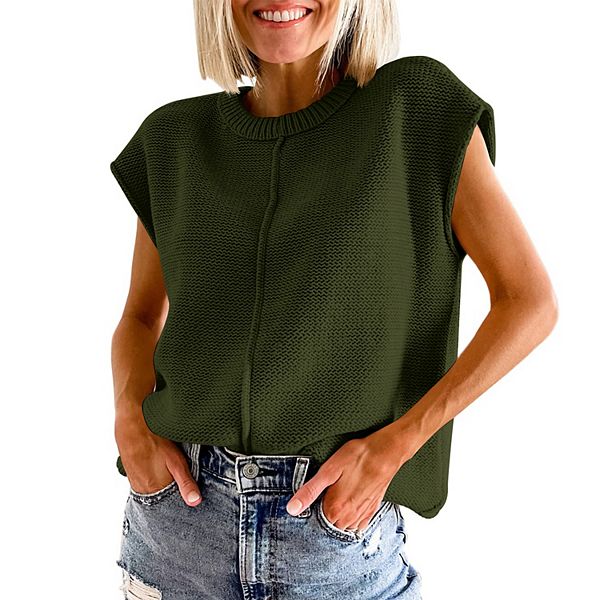 Женский безрукавный вязаный жилет с круглым вырезом, удобный свободный пуловер-топ Clearflower, Army Green
Женский безрукавный вязаный жилет с круглым вырезом, удобный свободный пуловер-топ Clearflower, Army Green