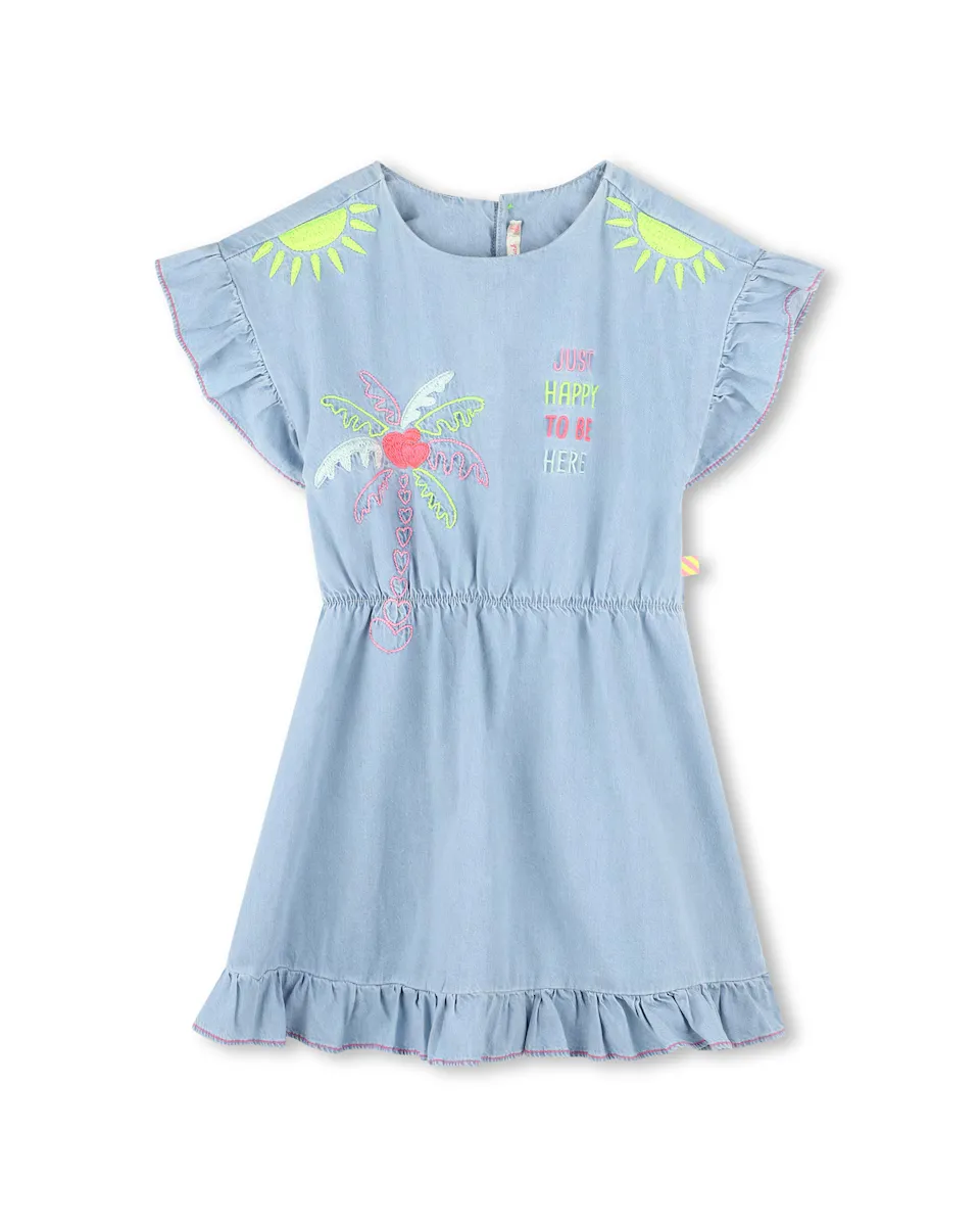 Платье для девочки из синего хлопка Billieblush, голубой
Платье для девочки из синего хлопка Billieblush, голубой