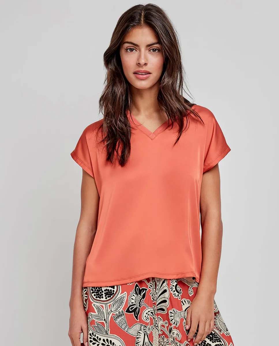 Футболка с короткими рукавами из атласной ткани Gisela, оранжевый
Футболка с короткими рукавами из атласной ткани Gisela, оранжевый