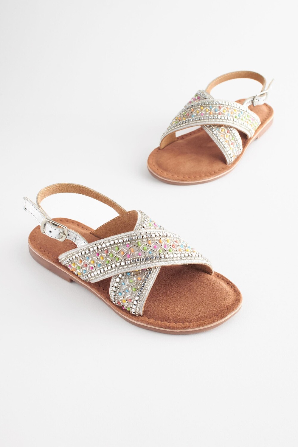 Босоножки с перекрестными ремешками из бисера Next, серебряный
Босоножки с перекрестными ремешками из бисера Next, серебряный