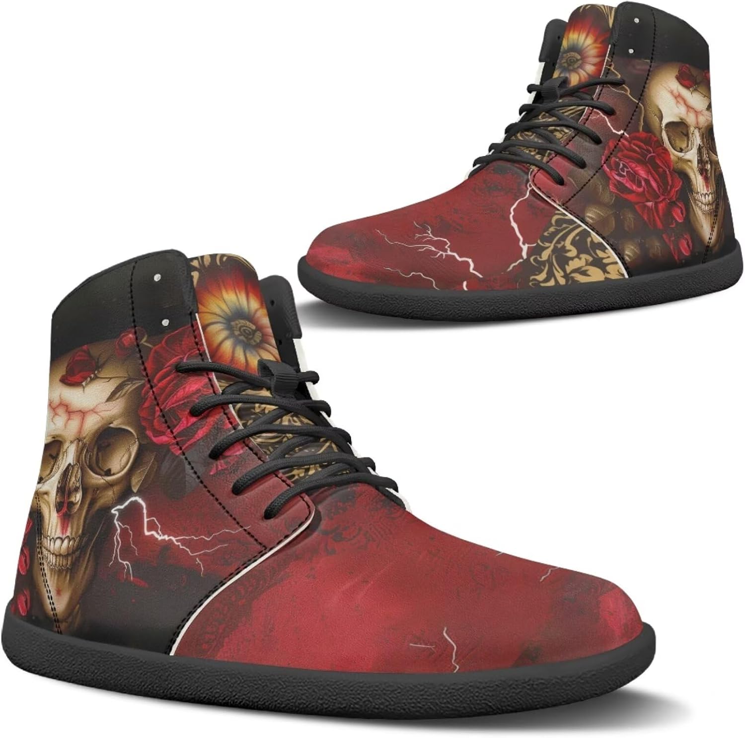 Кроссовки Binienty для мужчин и женщин с высокой посадкой, без носка, на шнуровке, из искусственной кожи, противоскользящие, Gothic Skull Floral Lightning
Кроссовки Binienty для мужчин и женщин с высокой посадкой, без носка, на шнуровке, из искусственной кожи, противоскользящие, Gothic Skull Floral Lightning