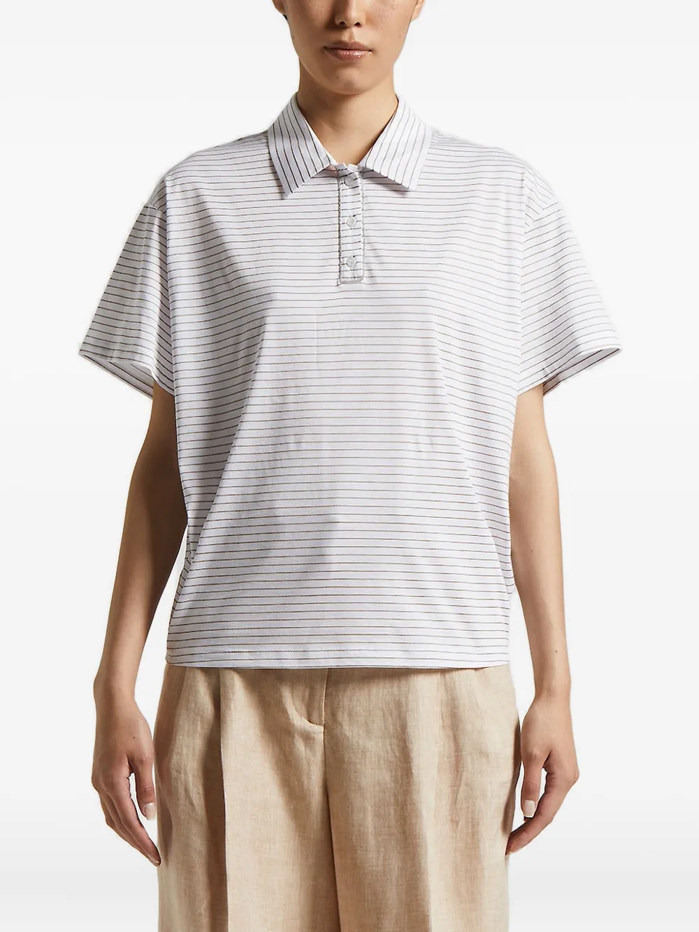 Рубашка-поло в полоску Peserico, белый
Рубашка-поло в полоску Peserico, белый