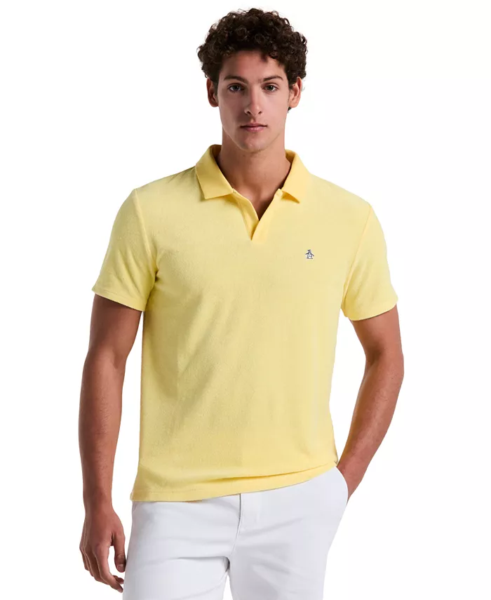 Мужская поло с коротким рукавом и открытым воротником из махровой ткани, силуэт slim fit Original Penguin, желтый
Мужская поло с коротким рукавом и открытым воротником из махровой ткани, силуэт slim fit Original Penguin, желтый