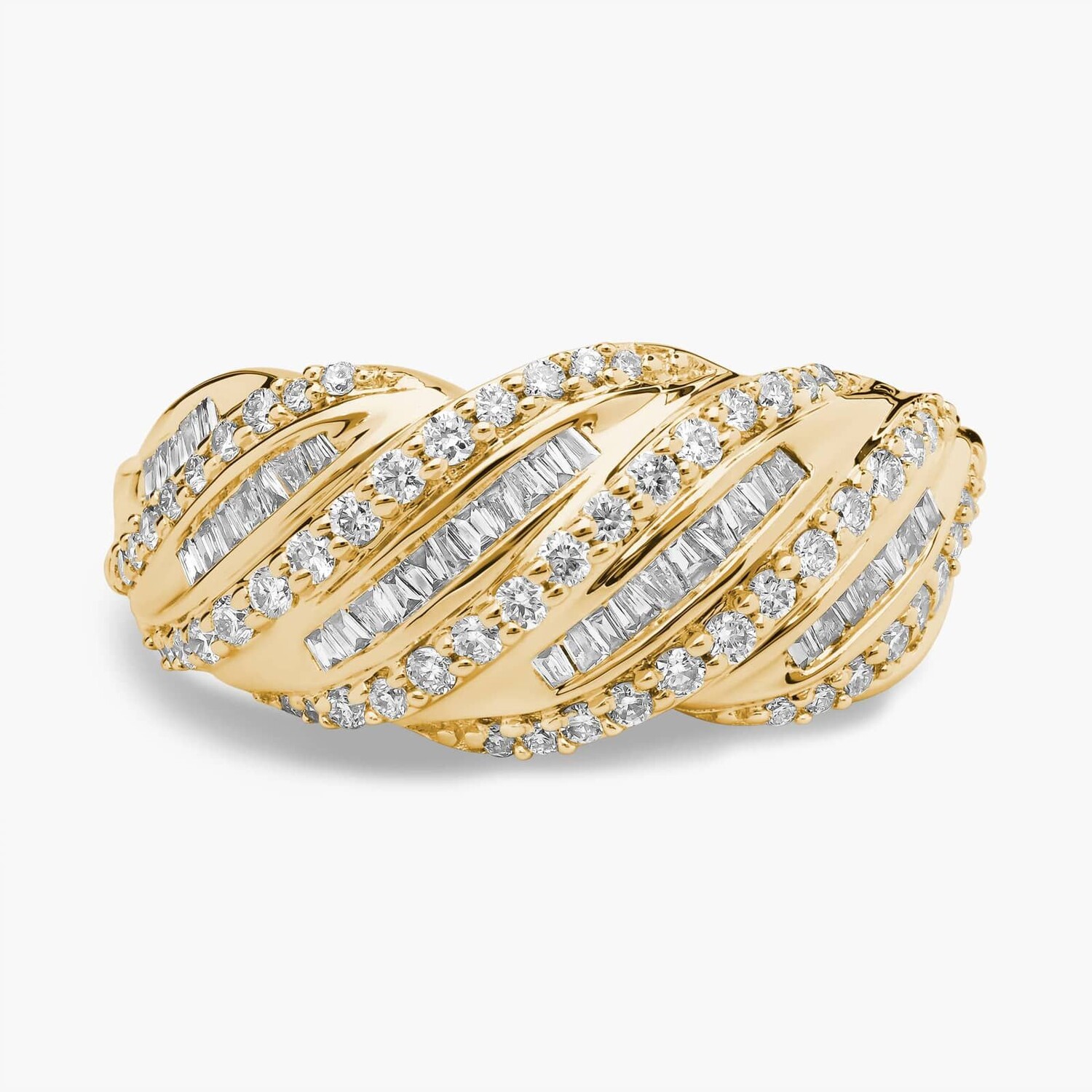 Кольцо с бриллиантами Twist из 14-каратного желтого золота (1/2 карата) Blue Nile