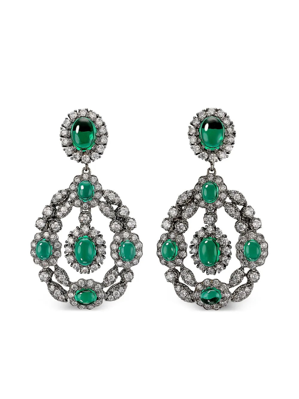 Серьги-подвески Treasure из черного золота с изумрудами Anabela Chan, черный 
Серьги-подвески Treasure из черного золота с изумрудами Anabela Chan, черный