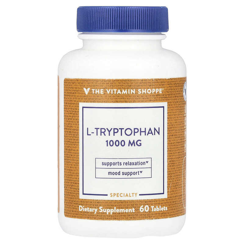 The Vitamin Shoppe, L-триптофан, 1000 мг, 60 таблеток 
The Vitamin Shoppe, L-триптофан, 1000 мг, 60 таблеток