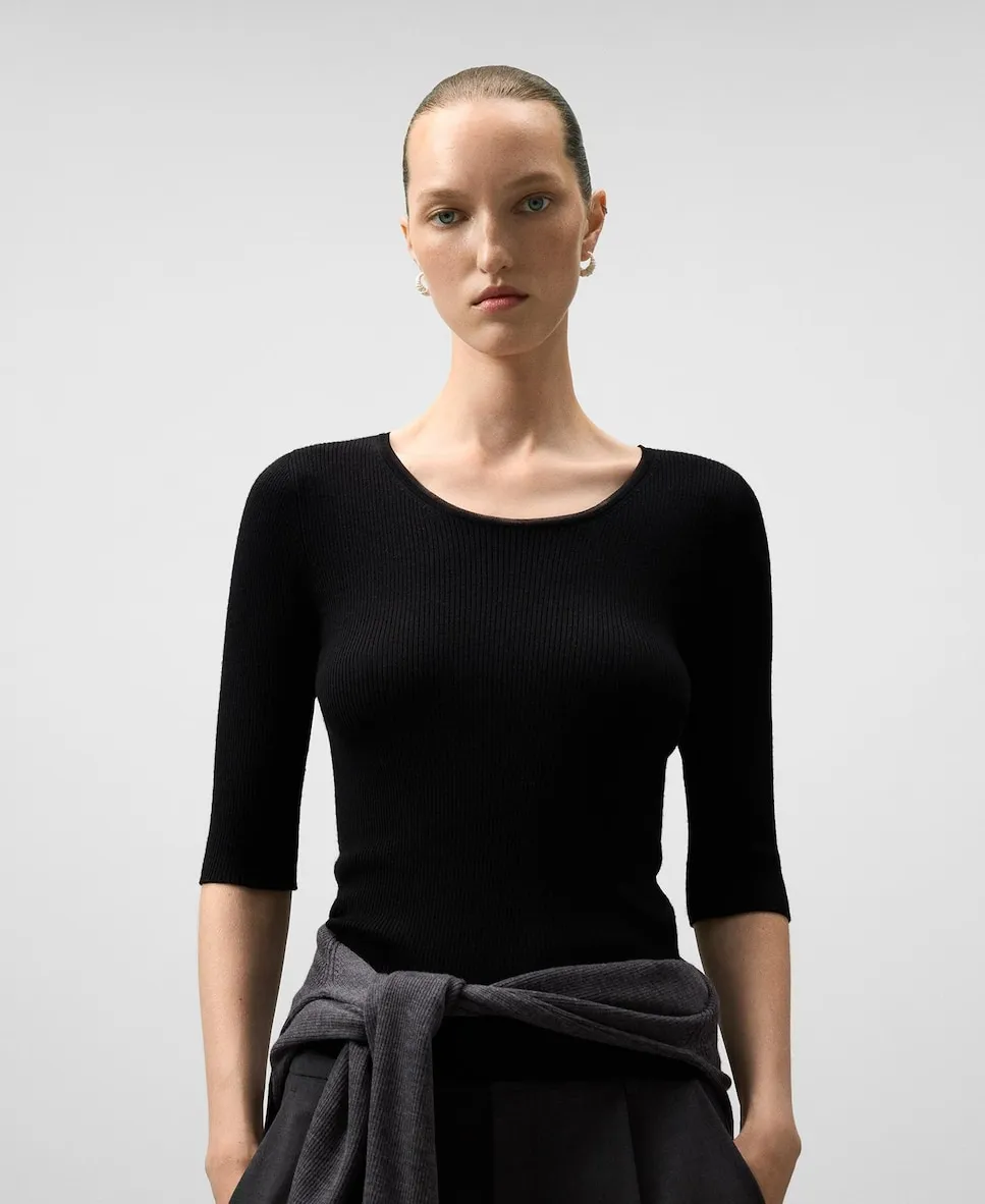 Женский топ облегающий в рубчик Adolfo Dominguez, черный
Женский топ облегающий в рубчик Adolfo Dominguez, черный