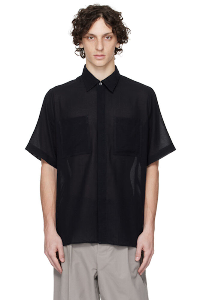 Рубашка из хлопка с коротким рукавом темно-синего цвета AMI Paris
Рубашка из хлопка с коротким рукавом темно-синего цвета AMI Paris