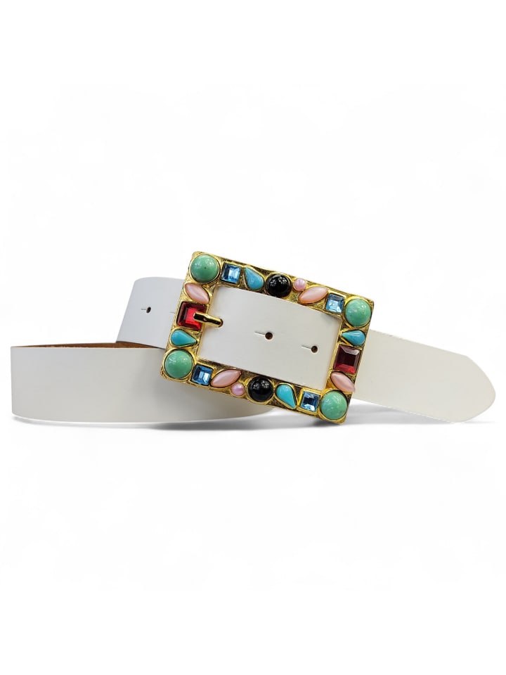 Женский кожаный ремень, золото с белым FRONHOFER
Женский кожаный ремень, золото с белым FRONHOFER