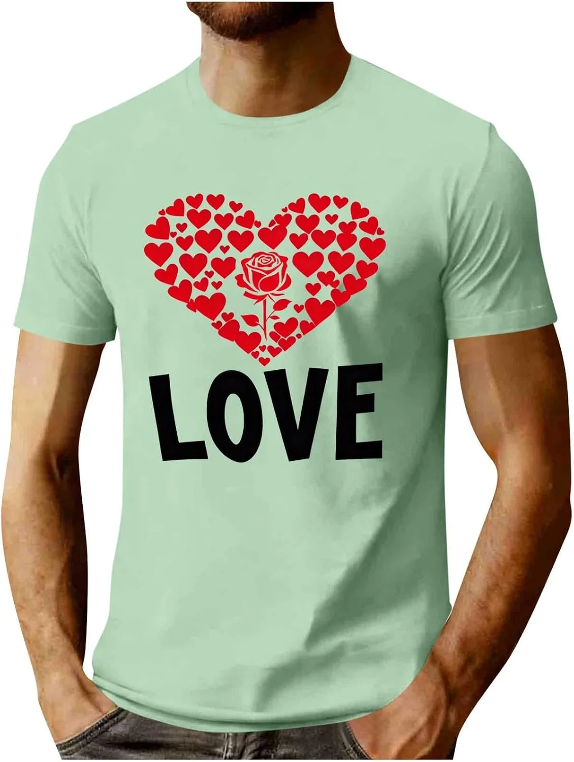 Мужская футболка с коротким рукавом и принтом в виде сердца
Мужская футболка с коротким рукавом и принтом в виде сердца