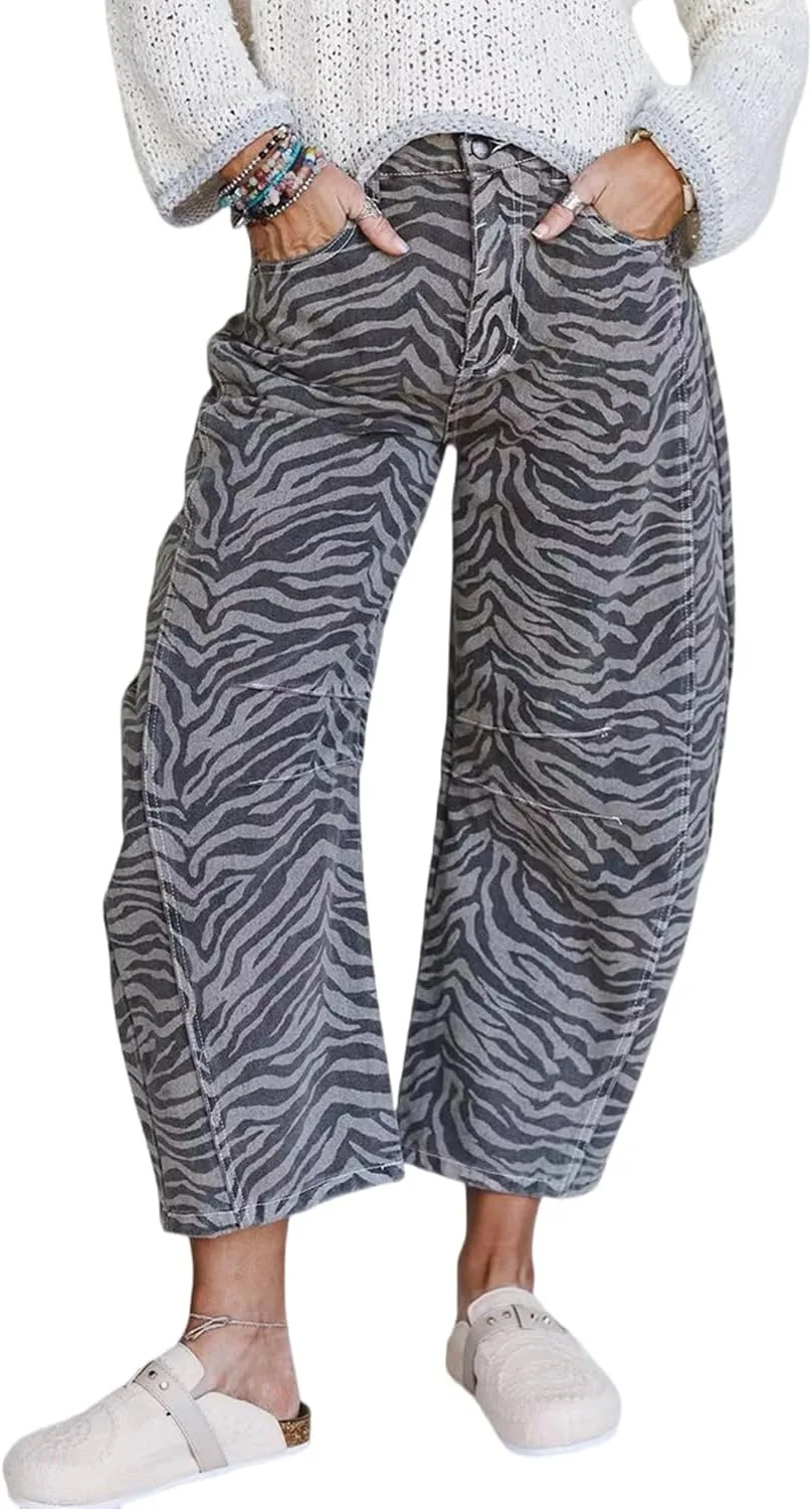 Yoeasy женские джинсы baggy barrel с принтом зебра, high waisted, wide leg
Yoeasy женские джинсы baggy barrel с принтом зебра, high waisted, wide leg