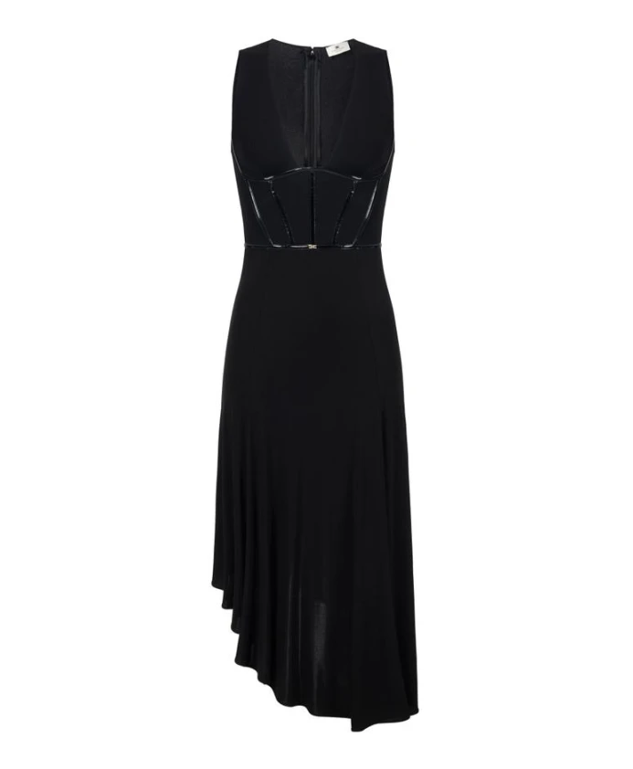 Платье из крепового трикотажа с виниловыми деталями Elisabetta Franchi, черный
Платье из крепового трикотажа с виниловыми деталями Elisabetta Franchi, черный