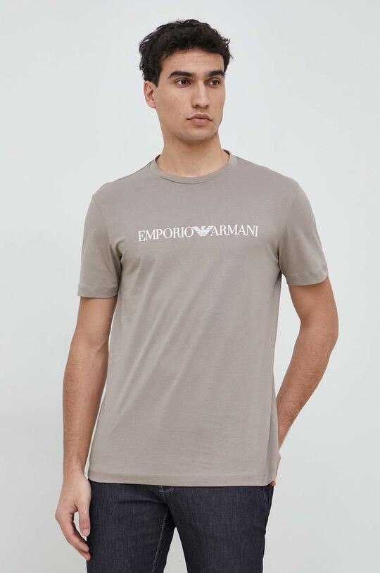 Хлопковая футболка Emporio Armani, бежевый
Хлопковая футболка Emporio Armani, бежевый