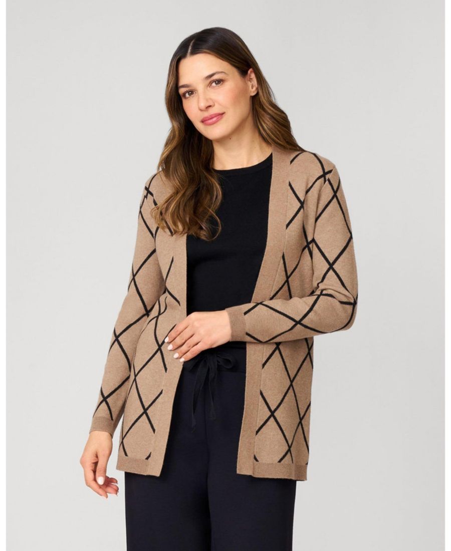 Женский кардиган с открытой передней частью и ромбовидным узором Cable & Gauge, Camel hair & jet black argyle
Женский кардиган с открытой передней частью и ромбовидным узором Cable & Gauge, Camel hair & jet black argyle