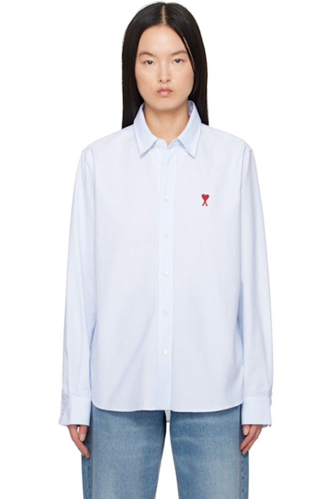 Рубашка Ami de Coeur из хлопка с застежкой на пуговицы, сине-белая AMI Paris
Рубашка Ami de Coeur из хлопка с застежкой на пуговицы, сине-белая AMI Paris