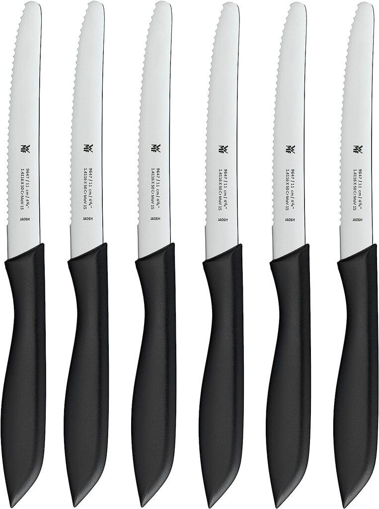 Набор ножей для завтрака WMF Classic Line, 6 предметов, 23 см, нож для хлеба с зубчатым краем, нож для хлеба, лезвие из специальной стали, пластиковая ручка, черный 1896499990
Набор ножей для завтрака WMF Classic Line, 6 предметов, 23 см, нож для хлеба с зубчатым краем, нож для хлеба, лезвие из специальной стали, пластиковая ручка, черный 1896499990