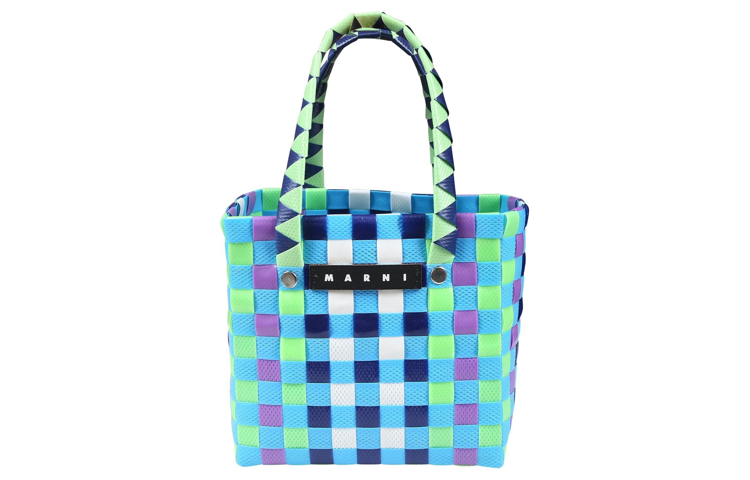 Серия Basket полипропилен с коровьей кожей одноплечевая сумка ручная экстра мини детская зеленая синяя фиолетовая MARNI 
Серия Basket полипропилен с коровьей кожей одноплечевая сумка ручная экстра мини детская зеленая синяя фиолетовая MARNI