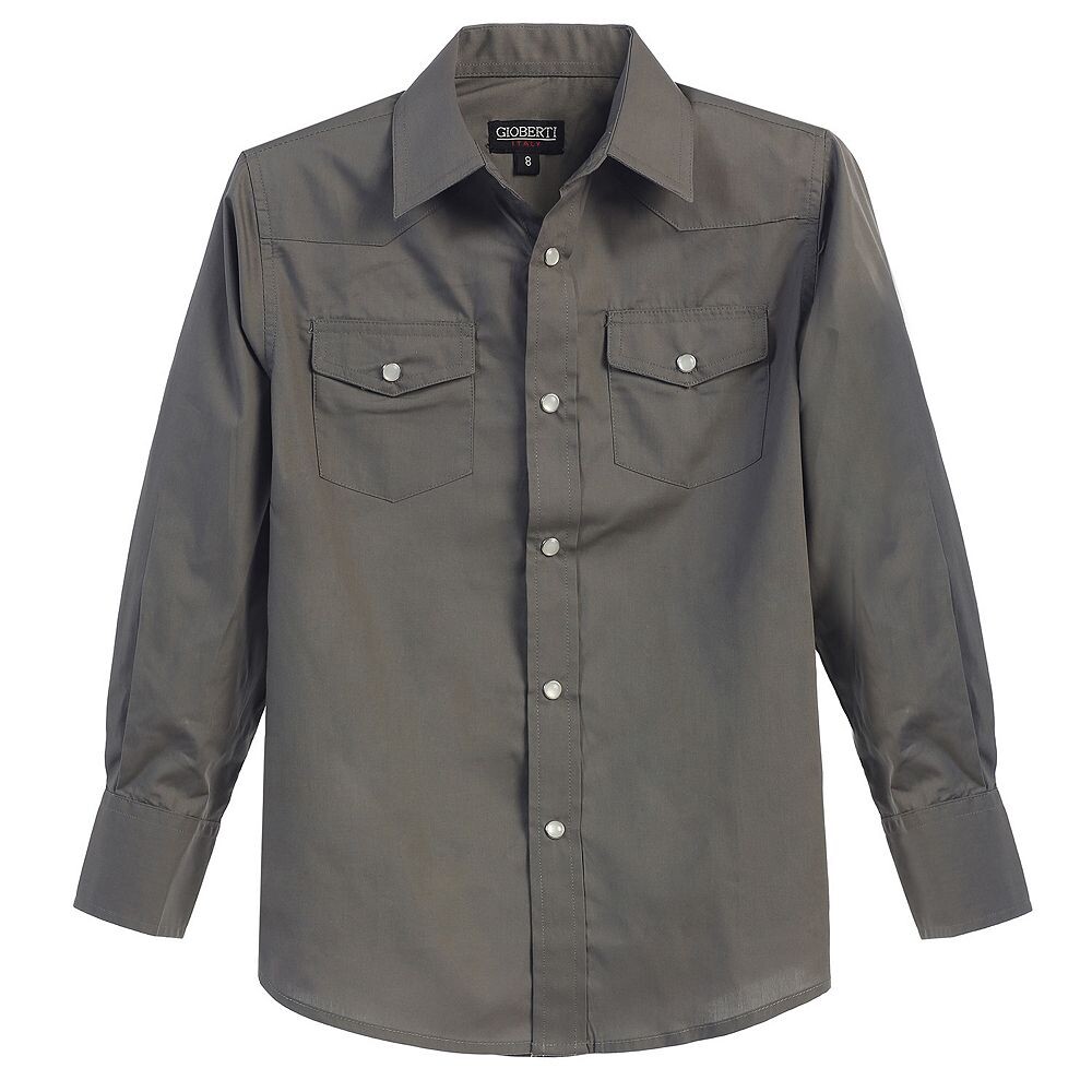 Gioberti Детская повседневная однотонная рубашка в стиле вестерн с длинными рукавами и жемчужными кнопками, серый
Gioberti Детская повседневная однотонная рубашка в стиле вестерн с длинными рукавами и жемчужными кнопками, серый