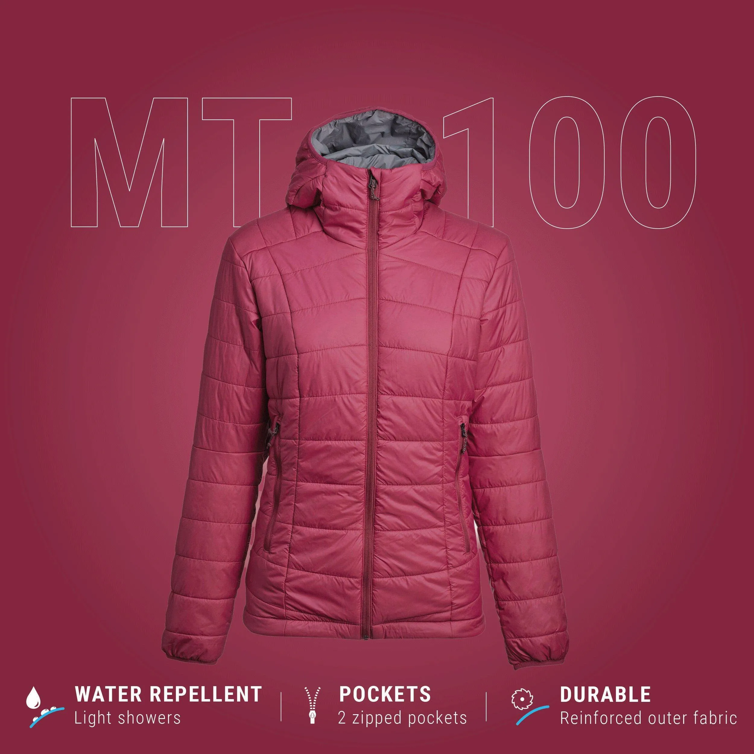 Стеганая куртка Decathlon для горного треккинга с капюшоном Mt100 -5°C Forclaz, красный
Стеганая куртка Decathlon для горного треккинга с капюшоном Mt100 -5°C Forclaz, красный